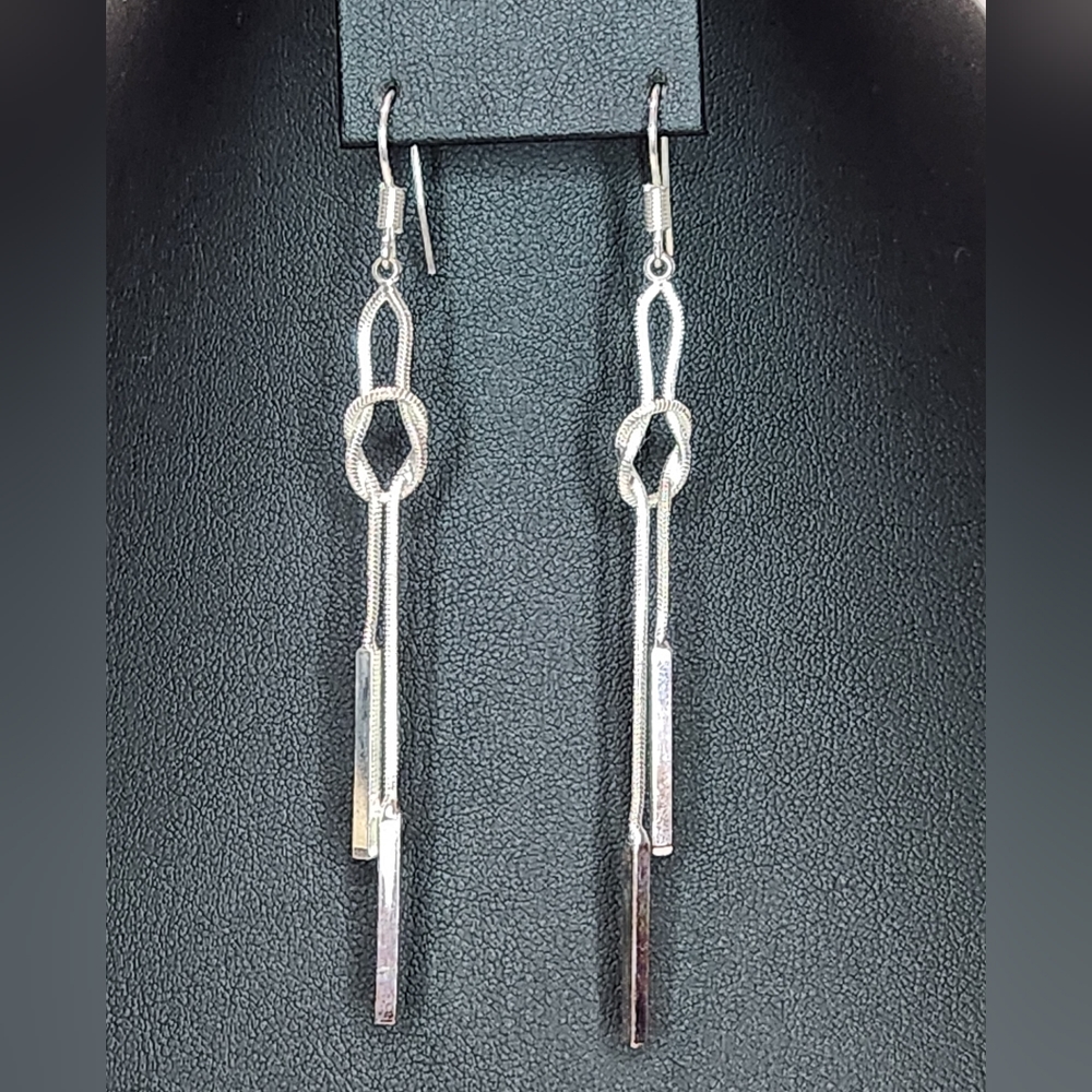 Silver Knot Dangling Earrings